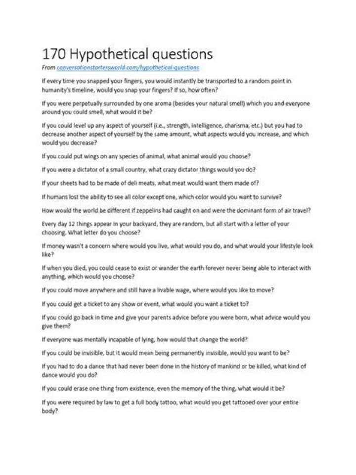 170 Hypothetical Questions To Get To Know Someone Parade, 42 OFF