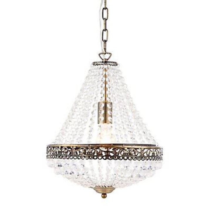 Candice Crystal & Bead Antique Brass Effect Pendant Ceiling Light